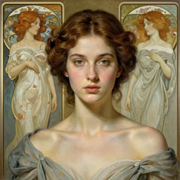 beautiful goddess by zdzisław beksinski, iris van herpen, jia ruan, and alphonse mucha, detailed realistic beautiful portrait