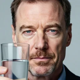 portrait of walter white's face as a glass of water close up 8 k photo
