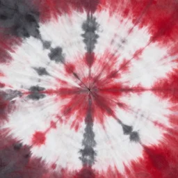 tie dye clouds, red, white, charcoal grey