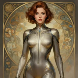 portrait of madison beer wearing a skintight suit, intricate, elegant, highly detailed, digital painting, artstation, concept art, smooth, sharp focus, illustration, art by artgerm and greg rutkowski and alphonse mucha, 8 k