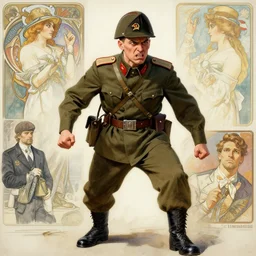 a very angry Soviet Soldier, by Stanley Artgerm Lau , greg rutkowski, thomas kindkade, alphonse mucha, loish, norman rockwell