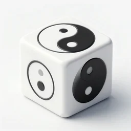 yin yang symbol printed around a cubic shape