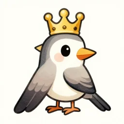 matchbox vintage illustration of a bird wearing a crown