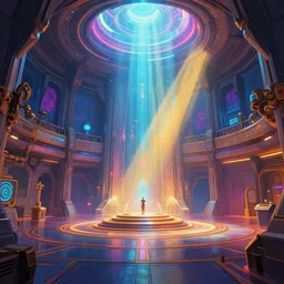 interior of a jedi temple, colorful, concept art, detailed, 4 k, artstation, hdr, god rays, brom and giancola
