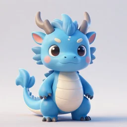 a cute blue dragon with a white belly and gray horns by cory lofti, fenghua zhong, kuang hong, ruan jia, artstation, high detail