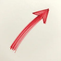 curved red arrow, sketch