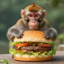 a monkey inside a hamburger