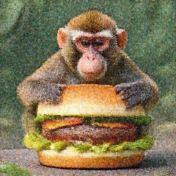 a monkey inside a hamburger