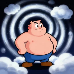 night chubby cartoon concept art, spiral clouds, from sam and max