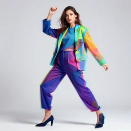 portrait of a fashion model, exuberant geametric glitch style, colorful, dynamic pose, beautiful realistic face, octane render, vray, detailed, wide angle, halftoned, editorial photography, matte print, grainy light, ( ( dither ) ), risograph, high contrast, screen print, rich grainy texture