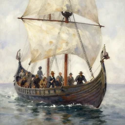 paint brush strokes, abstract watercolor painting of viking ship in water, midday sharp light, dust, cinematic light, american romanticism by hans dahl, by jesper ejsing, by anders zorn, by greg rutkowski, by greg manchess, by tyler edlin