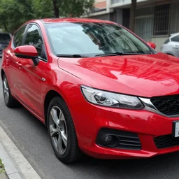 a red colored car.
