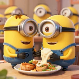 puting eating minions, highly detailed, trending on artstation