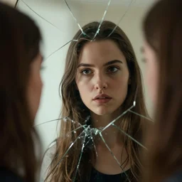 movie keyart, girl face in a shattered mirror, 4 k resolution, best movie