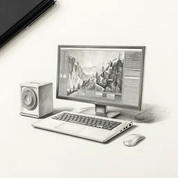 modern technology. pencil drawing.