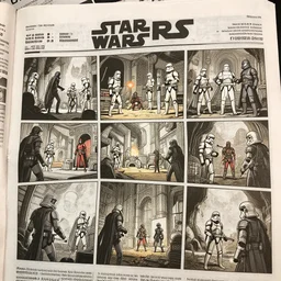 highly detailed newspaper comics art style art of scenes from star wars fanart, detailed and intricate environment