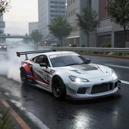 tokyo drift fast and furious film still, racing on wet city street, gta 5, hyper detailed, forza, smooth, need for speed, high contrast, volumetric lighting, octane, george miller, jim lee, comic book, ridley scott