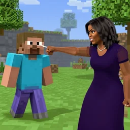 michelle obama punching herobrine from minecraft