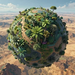highly detailed alien planet with lush vegetation, deserts and mountains, artgerm, cgsociety