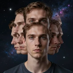a little time and a lot of latent space stands a man with infinite faces, 4 k, high level of detail, surrealism