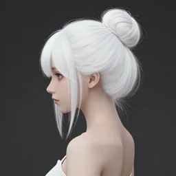 a girl with white hair in a hairbun, by f. loraline, faline san - n 9
