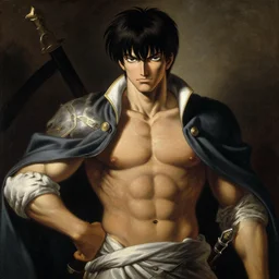 portrait of guts from the anime berserk, classical painting