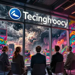 macro photograph large technology company executives gazing out through a large skyscraper window unto apocalyptical severe weather patterns, detailed ambient lighting, hyper realistic, vibrant colors, cinematic, graffiti art style, digital art painting by Neil Blevins, cinematic, 35mm grain filter, artstation