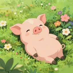 cute and adorable piglet resting on a beautiful garden by makoto shinkai!!! miniature pig, pastel color tones!! studio ghibli, hayao miyazaki, takashi takeuchi, funimation, key anime visual, anime poster, 8 k, highly detailed, rendered, concept art, trending on artstation, pixiv daily ranking