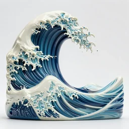 konagawa wave in 3 d resin sculpture