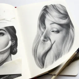 sketchbook pages collage glue, magnificent, close up, details, sharp focus, elegant, highly detailed, illustration, by jordan grimmer and greg rutkowski, intricate, beautiful, trending artstation, pixiv, digital art