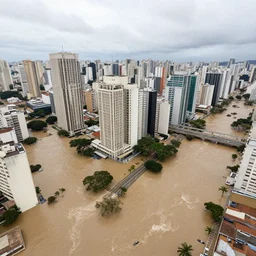 aerial photo of sao paulo with a flood of 6 0 meters high, realistic, 4 k