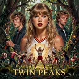 twin peaks movie poster art by saturno butto portrait of taylor swift local cheerleader being sacrificed to moloch in ritual in the grove, highly detailed, digital painting, artstation, concept art, smooth, sharp focus, illustration, by artgerm, michael whelan, makoto shinkai and thomas kinkade