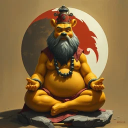 full character of a handsome strong ancient chinese winnie the pooh meditating in the lotus position in front of the yin yang symbol, character design, painting by gaston bussiere, katsuya terada, nc wyeth, greg rutkowski, craig mullins, vermeer, frank frazetta, mucha, tom of finland, trending on artstation, jeffery catherine jones