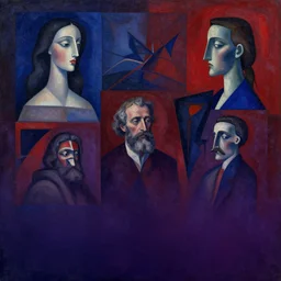 the brittle. digital painting, vertical, intricate, beautiful, detailed, grunge, illustration, abstract art by georgia o'keeffe and aivazovsky and el lissitzky and malevich and kandinsky, trending on artstation. blue, dark red and dark purple color scheme, gradient darker to bottom