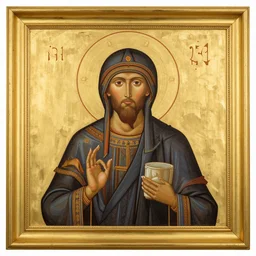 Predator as a russian orthodox icon, patinated gold frame