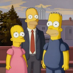 the simpsons in the style of American Gothic, detailed painting