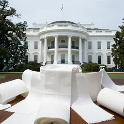 the white house covered in toilet paper