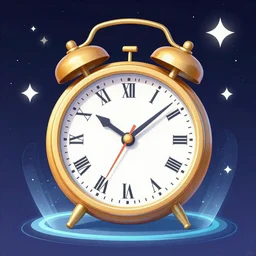 A magic clock in the starry sky with a magic portal next to it