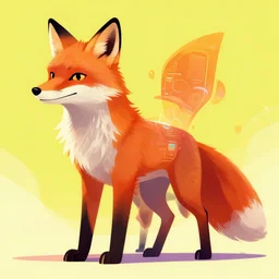 illustration of a fox merged with el zorro, futuristic, digital painting, bright colours