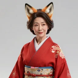 Ssunbuki as a middle-aged woman with fox ears and a red kimono, visualartzi, Japanese, concept art by Karla Ortiz, James Paick, Charlie Bowater, Krenz Cushart, highly detailed, ultra detailed, ultra realistic, trending on artstation, cgstudio