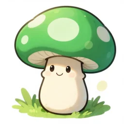 a smiling cartoon green mushrom