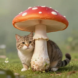 a mushroom - cat - hybrid. animal photography, - s 5 0