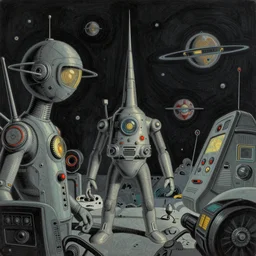 dark retro illustration 1 9 7 5 science fiction, gouache and ink, art sussman, mohrbacher, retro futurism