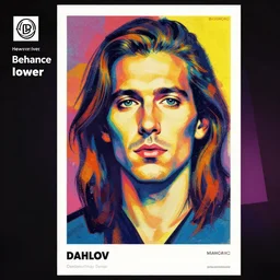 a colorful portrait of a man with long hair, a pop art painting by dahlov ipcar, behance contest winner, fauvism, fauvism, concert poster, poster art