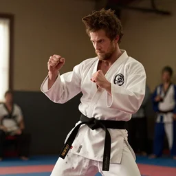 joe rogan conehead doing martial arts, cinema still