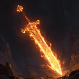scientific and magical research photo of a flaming sword digital painting trending on artstation by wlop octane render