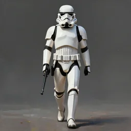 an imperial stormtrooper walking, full body photography, extremely long shot, long shot, full-length, head-to-toe, concept art by Doug Chiang cinematic, realistic painting, high definition, concept art, the Mandalorian concept art style