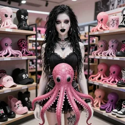 CGI hot topic store lisa frank gothic emo punk vampiric rockstar vampire squid with transparent skin conceptual character designs of various shapes and sizes by genndy tartakovsky and splatoon by nintendo for the new hotel transylvania film starring a vampire squid kraken monster rockstar
