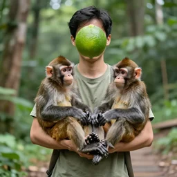 limes guy holding monkeys