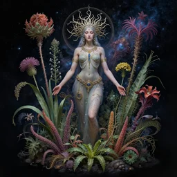 cosmic goddess of exotic plants by tom bagshaw
